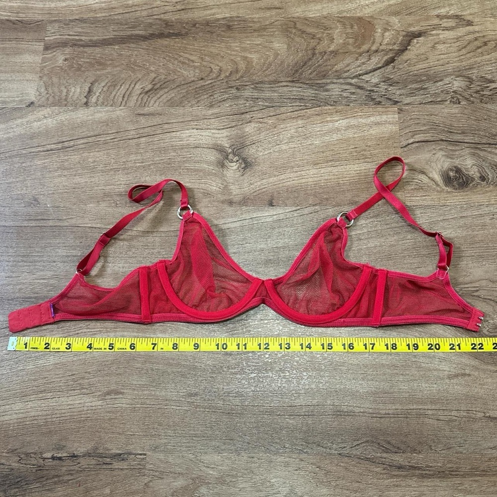 Red Mesh Underwire Bra - Picture 5 of 5